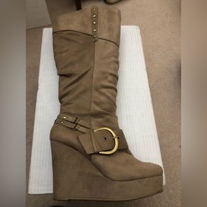 Tan suede tall boots
